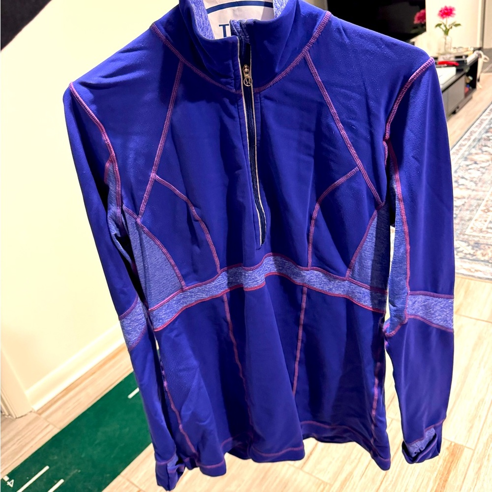 LULULEMON LUON THUMB HOLES ROYAL BLUE POCKET YOGA TRACK JACKET TOP